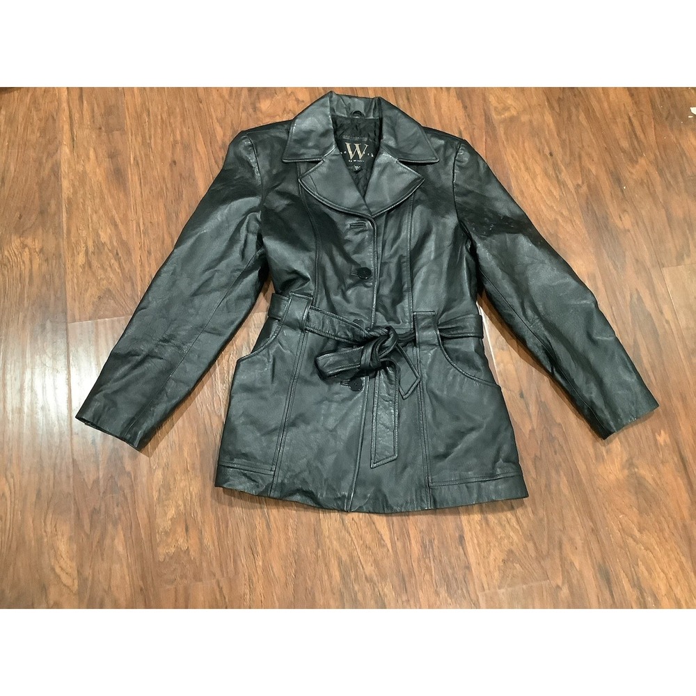 VTG Winlit NY Leather Jacket Womens Large Black 3 Button Pockets Quilted Lined